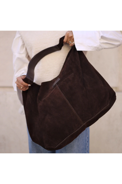 Depeche Chocolate Suede Shopper Bag