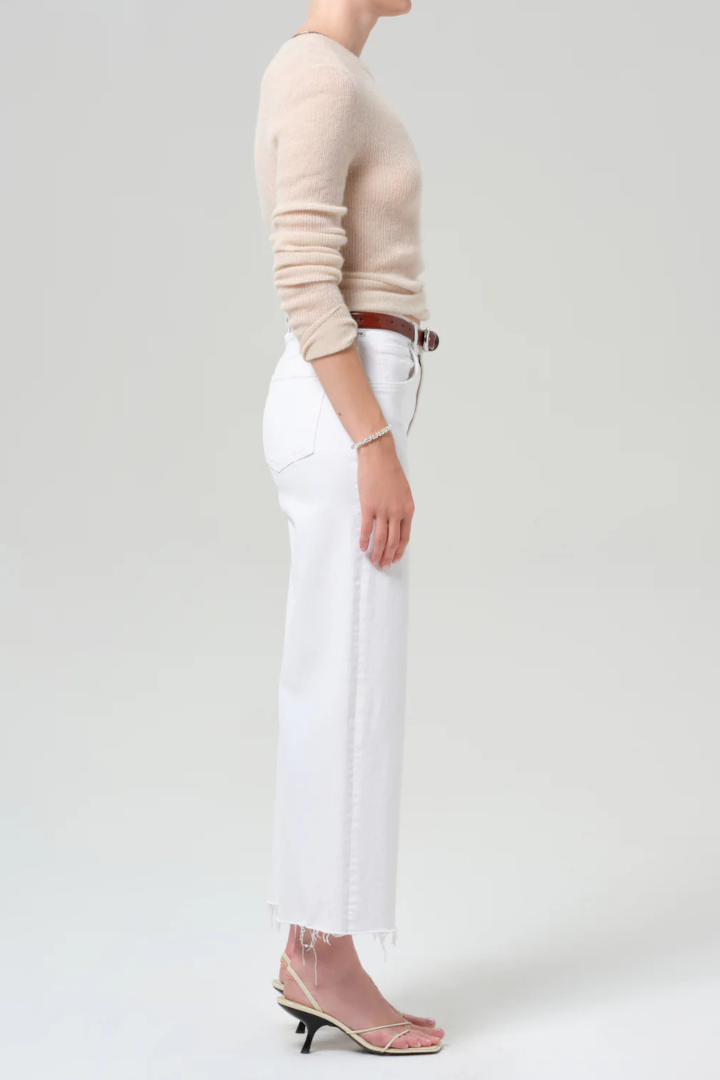 CoH Soft White Lyra Wide Crop Raw Hem Jean