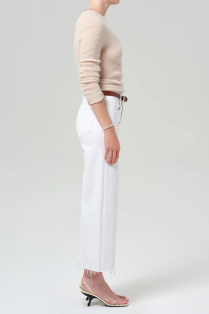 CoH Soft White Lyra Wide Crop Raw Hem Jean