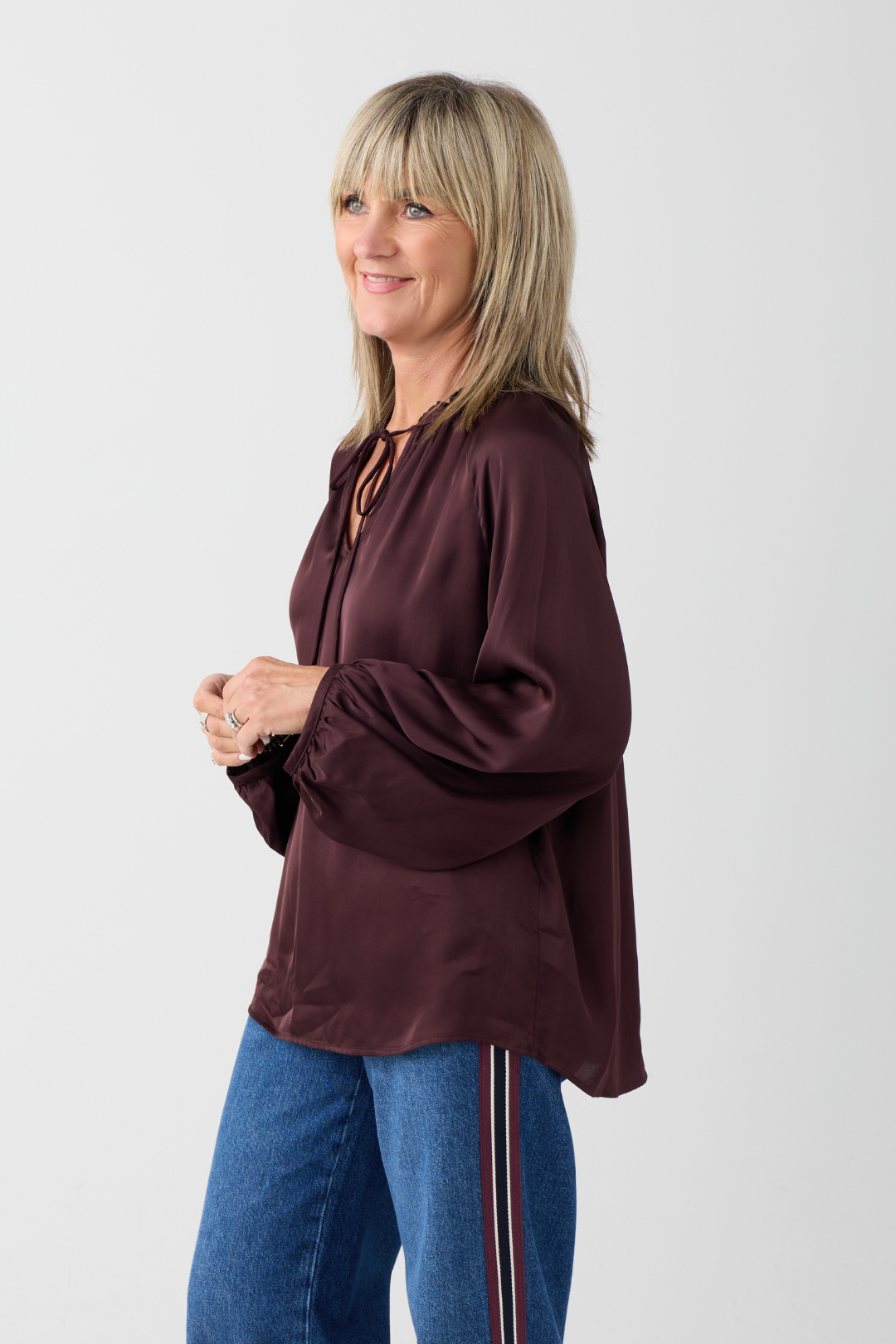 Marc O'Polo Black Cherry Tie Neck Blouse