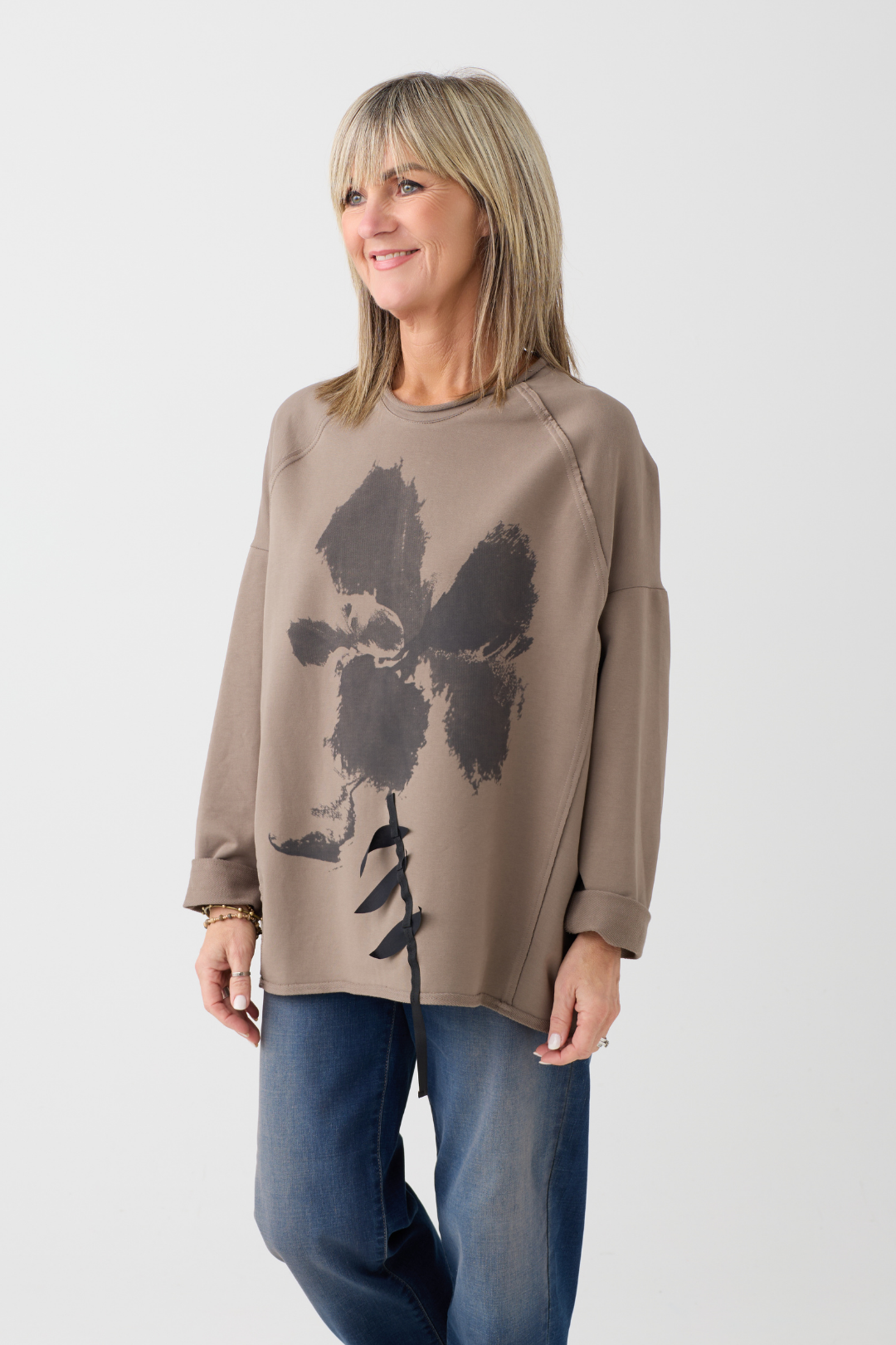 Kedziorek Taupe Hand Printed Top 5530