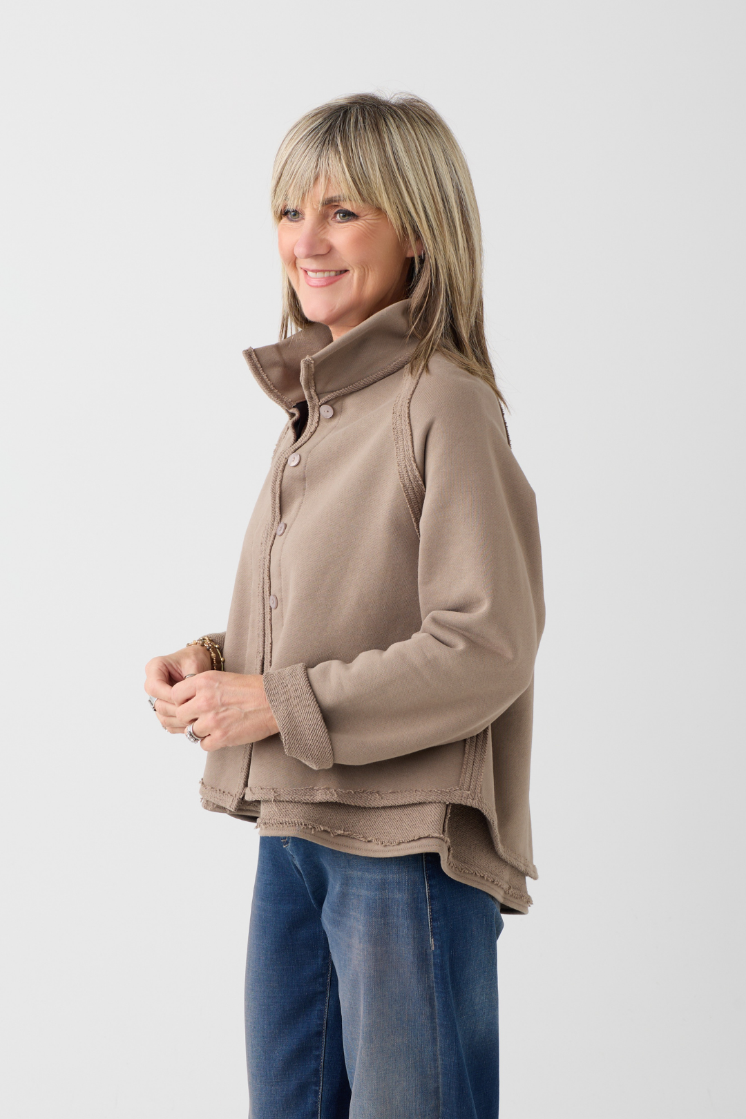 Kedziorek Taupe Dipped Hem Jacket 5554JL