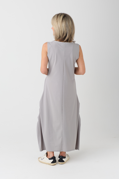 Naya Taupe/Off White Wave Print Dress