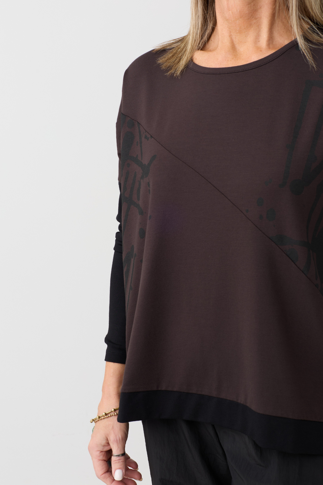 Naya Choko/Black Placement Print Top