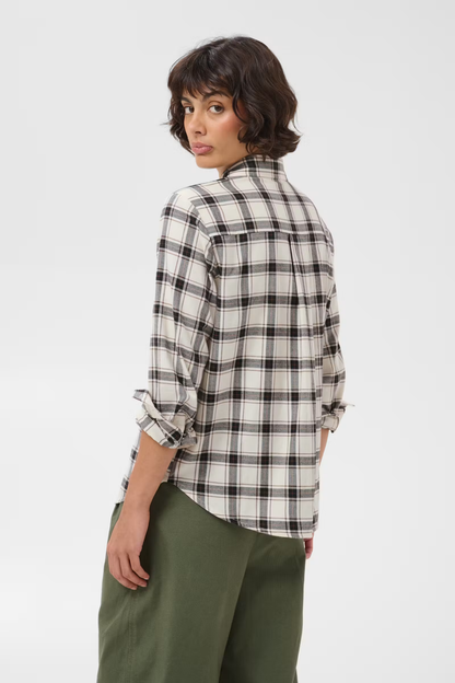 Part Two Yana Dark Navy Mole Check Shirt