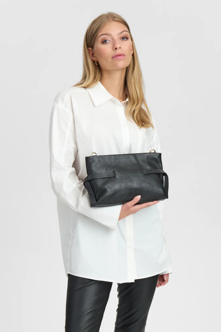 Depeche Black (Nero) Clutch Bag w/Tie Detail