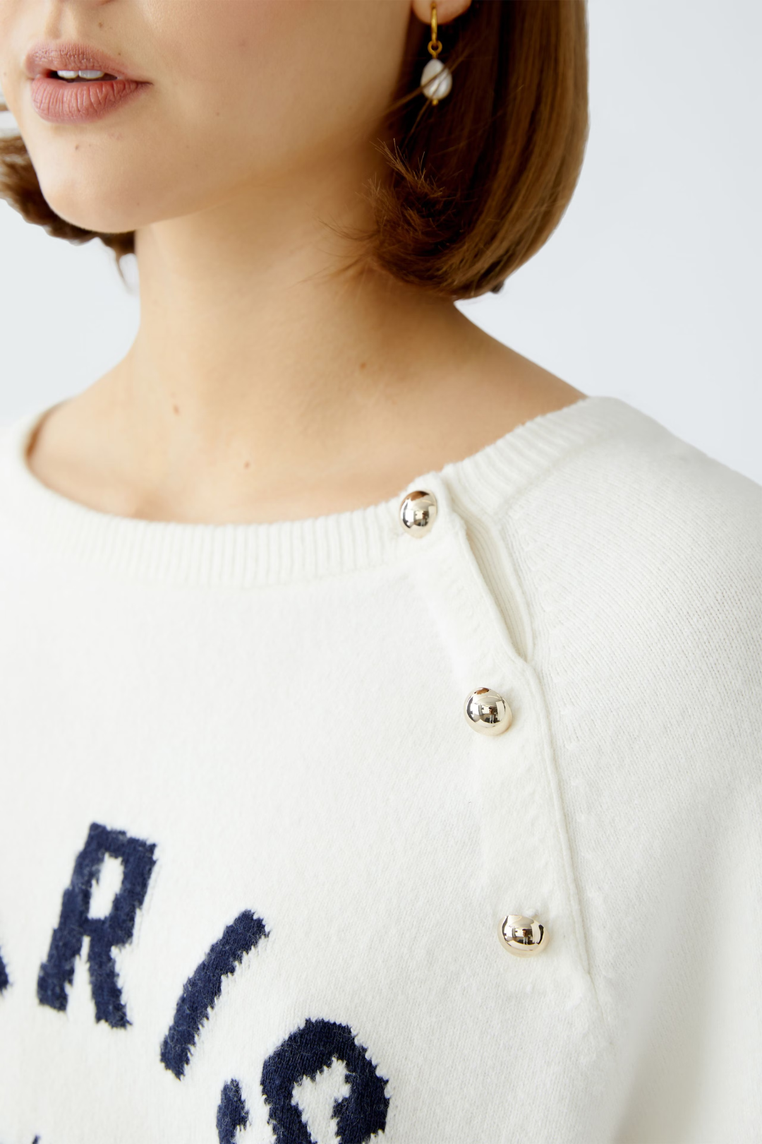 Oui White/Blue Paris Jumper