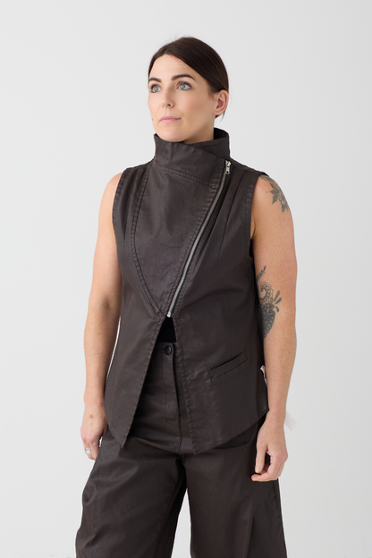 Lurdes Bergada Brown Coated Waistcoat 280