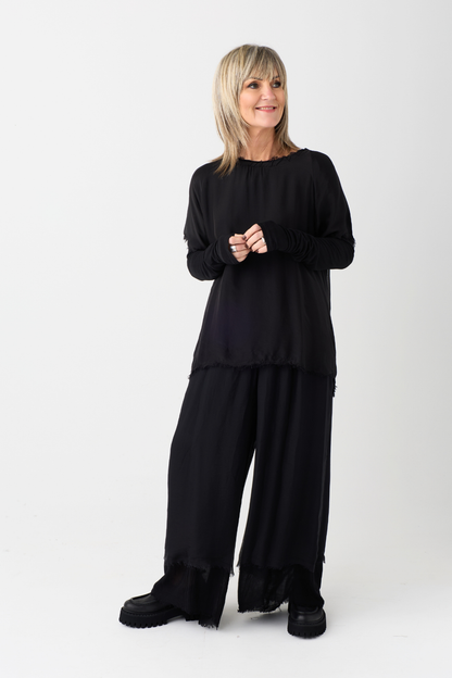 Sanctamuerte Black Double Layer Trousers