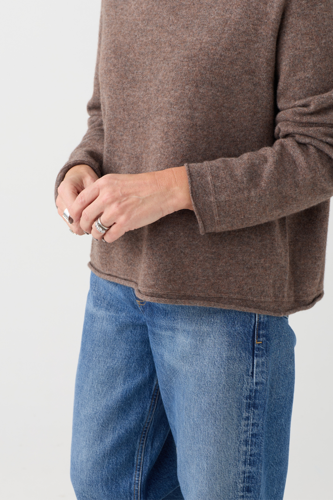 el2 Brown Funnel Neck Jumper 1107