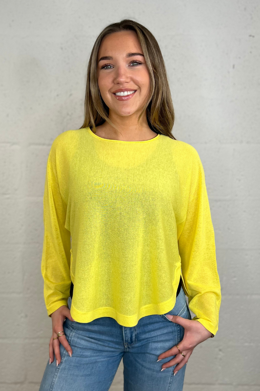 Oui Yellow Jumper with Batwing Sleeves