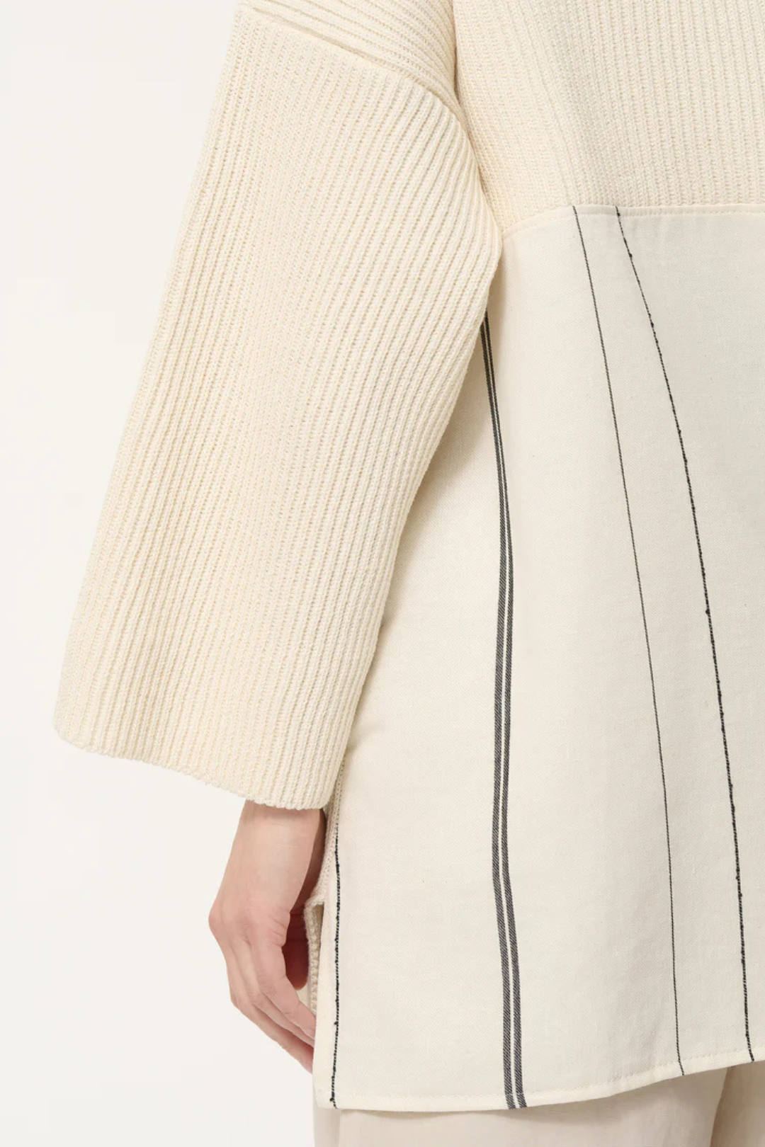 Humility Jisha Ecru Stripe Back Open Cardigan