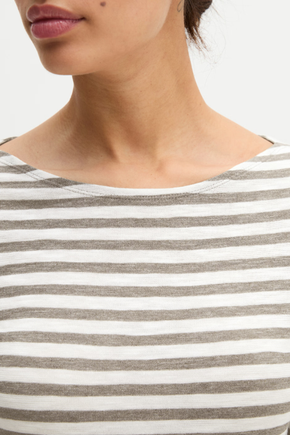 Marc O'Polo Medium Grey Stripe LS Top