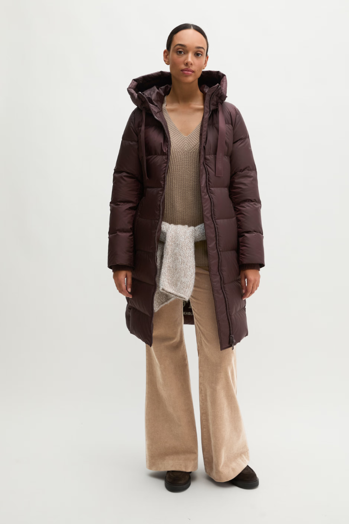 Marc O'Polo Black Cherry Hooded Longline Coat