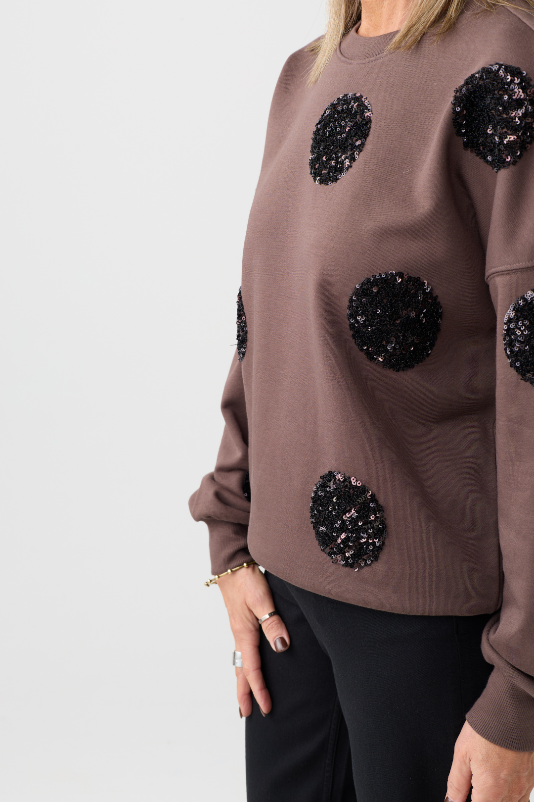 Margittes Brown Sequin Spot Sweatshirt