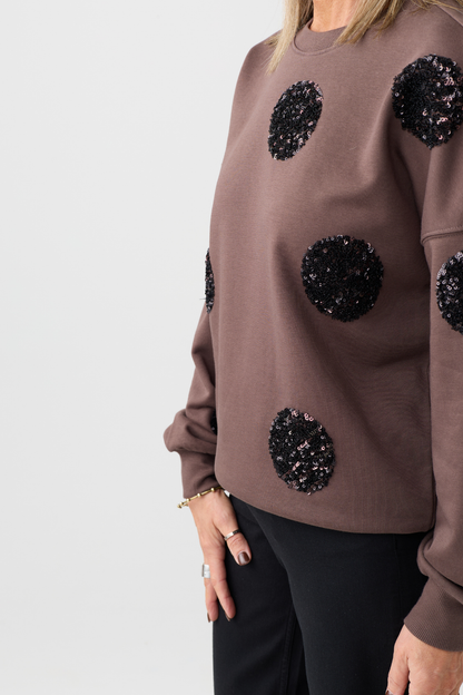 Margittes Brown Sequin Spot Sweatshirt
