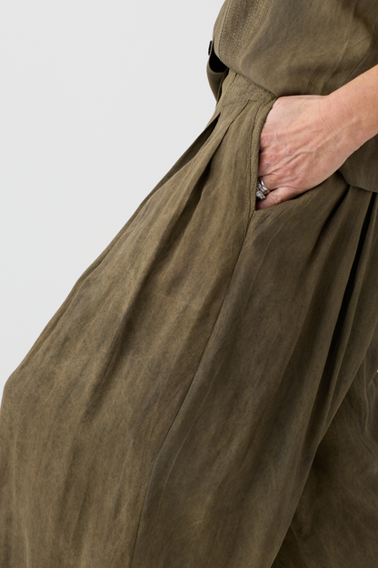 el2 Dark Olive Wide-Leg Trouser 8083