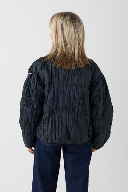 FF Off Black Faux Down Gathered Jacket