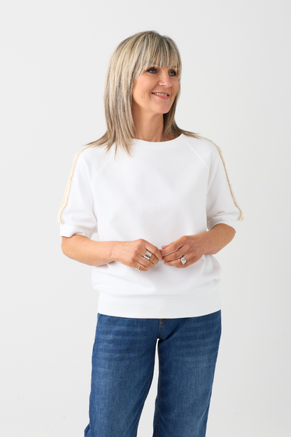 Margittes White/Sand 1/2 Sleeve Sweatshirt