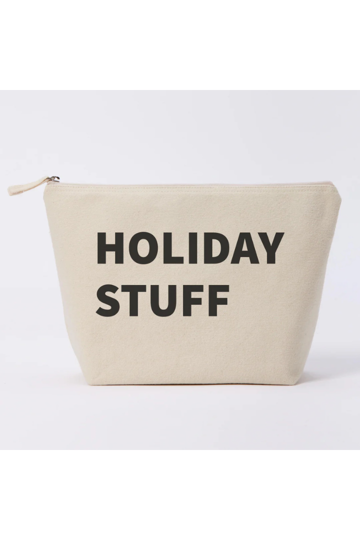 Large Natural ' HOLIDAY STUFF' Pouch