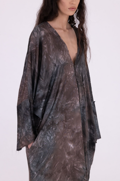 Sanctamuerte Bengal Brown Batwing Shirt Dress