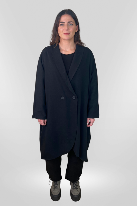 Lurdes Bergada Black Oversized Jersey Coat