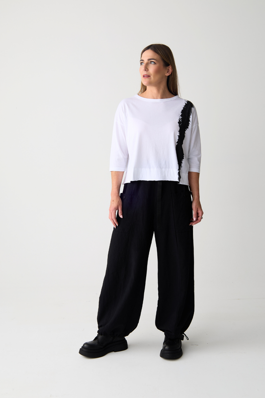Lurdes Bergada White/Black Crop T-Shirt
