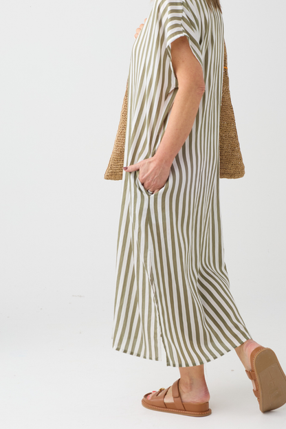 Humility BABEAT Army/Off-White Stripe Dress