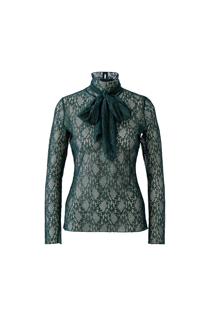 Oui Scarab Turtleneck Tie Detail Top