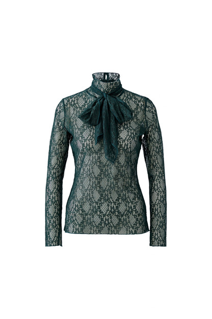 Oui Scarab Turtleneck Tie Detail Top