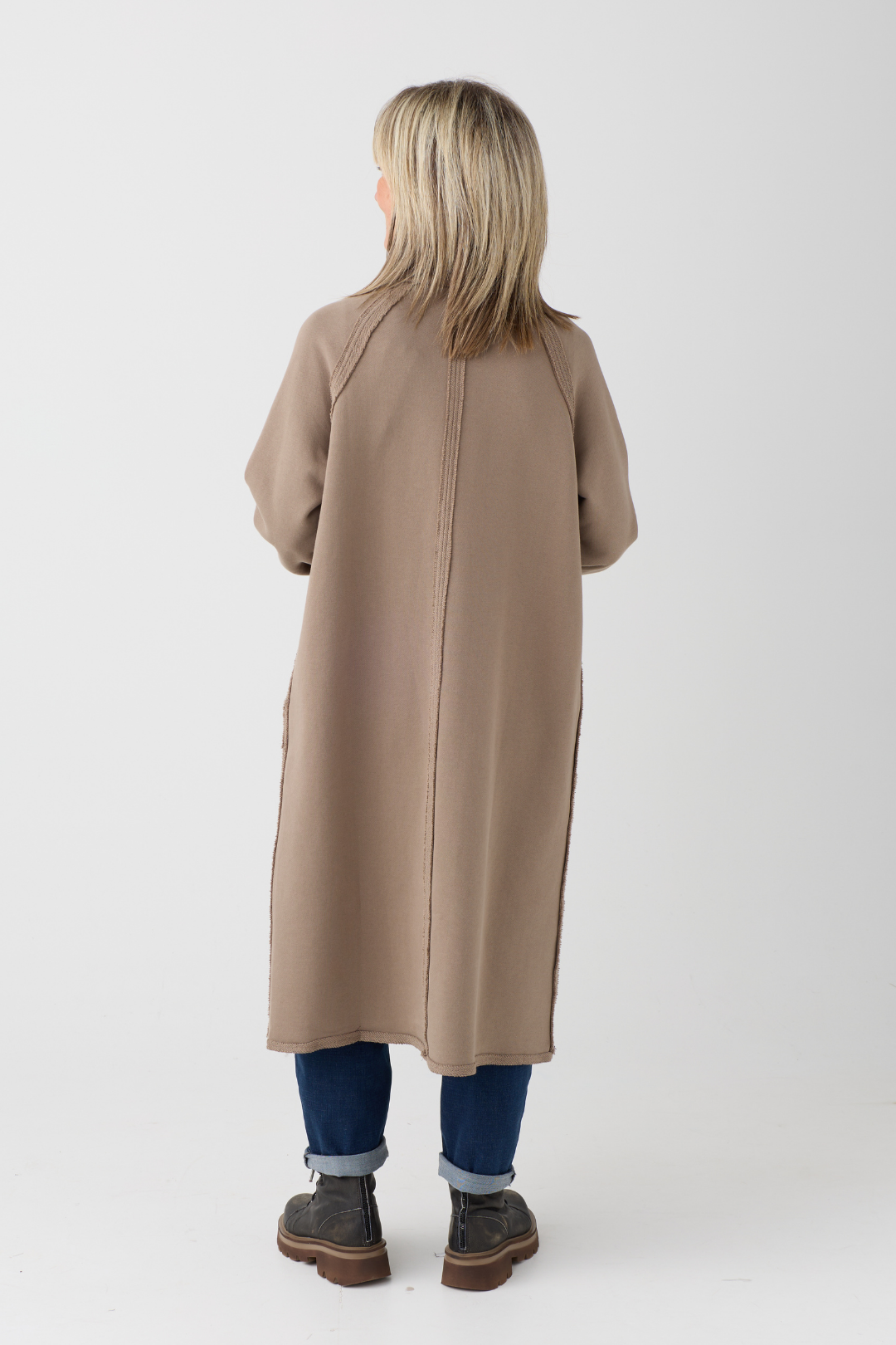 Kedziorek Taupe Curved Hem Coat 5553JL