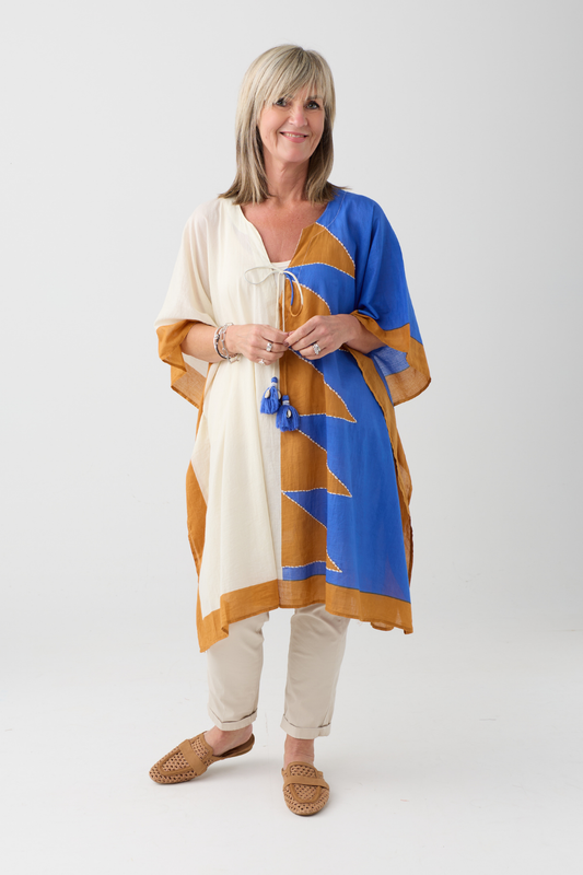 Palme Blue Block Print Kaftan