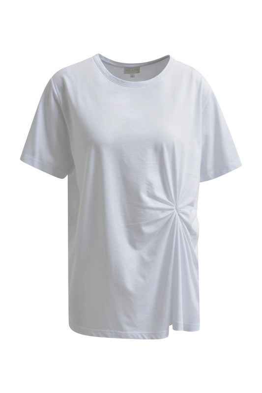 Milano White Gathered Detail T-Shirt