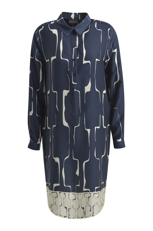 Milano Navy/Cream Print Dress