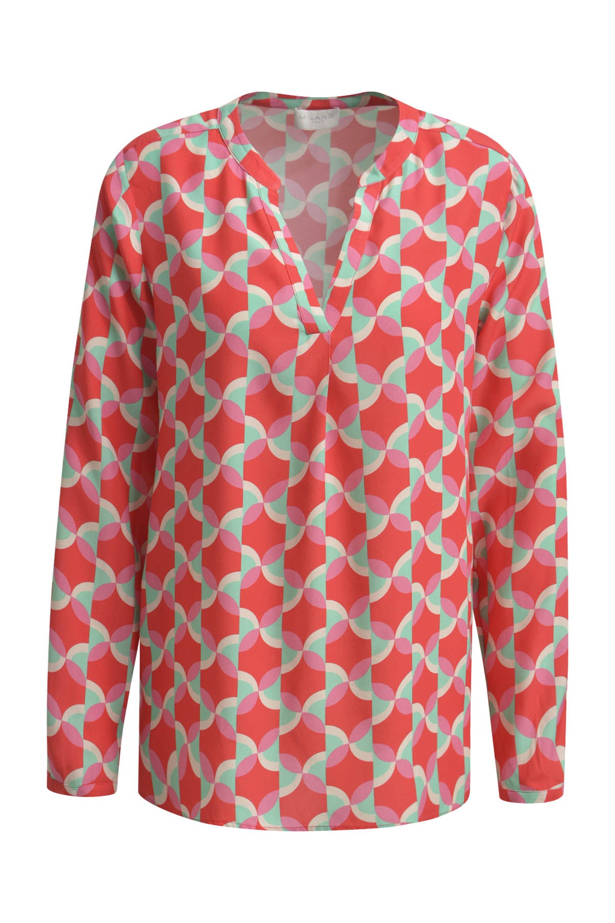 Milano Poppy Red Print V-Neck Blouse