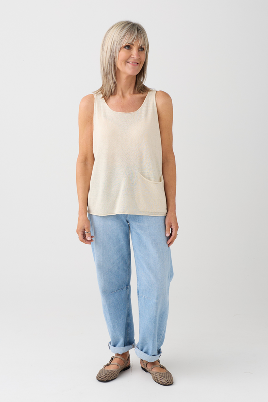 el2 Cream Knit Vest Top 1076