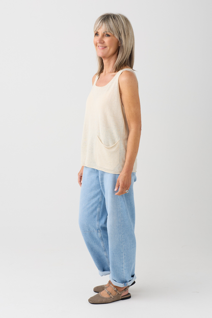 el2 Cream Knit Vest Top 1076