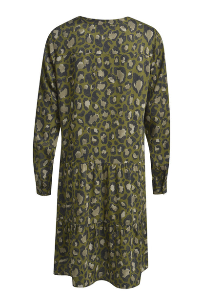 Milano Khaki Print V-Neck Dress