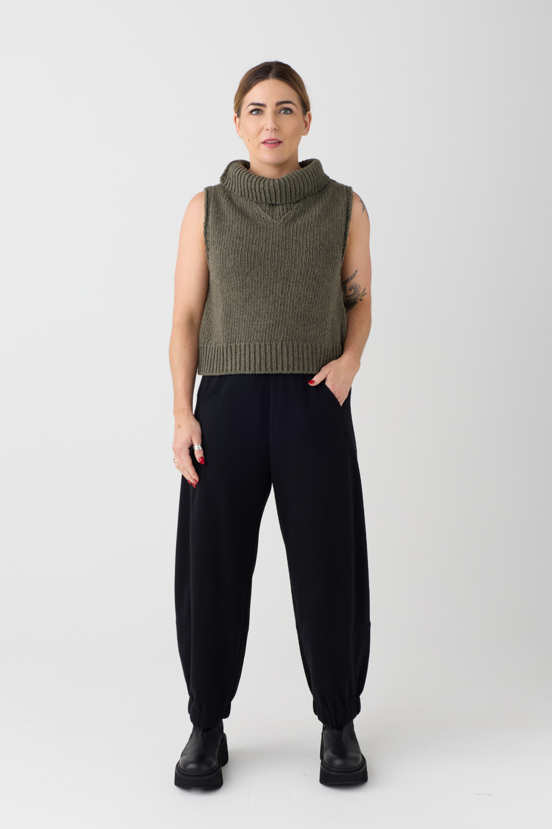 Lurdes Bergada Khaki Sleeveless Jumper