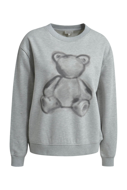 Milano Grey Melange Teddy Print Sweatshirt