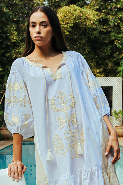 Rose and Rose Amersham White/Gold Dress