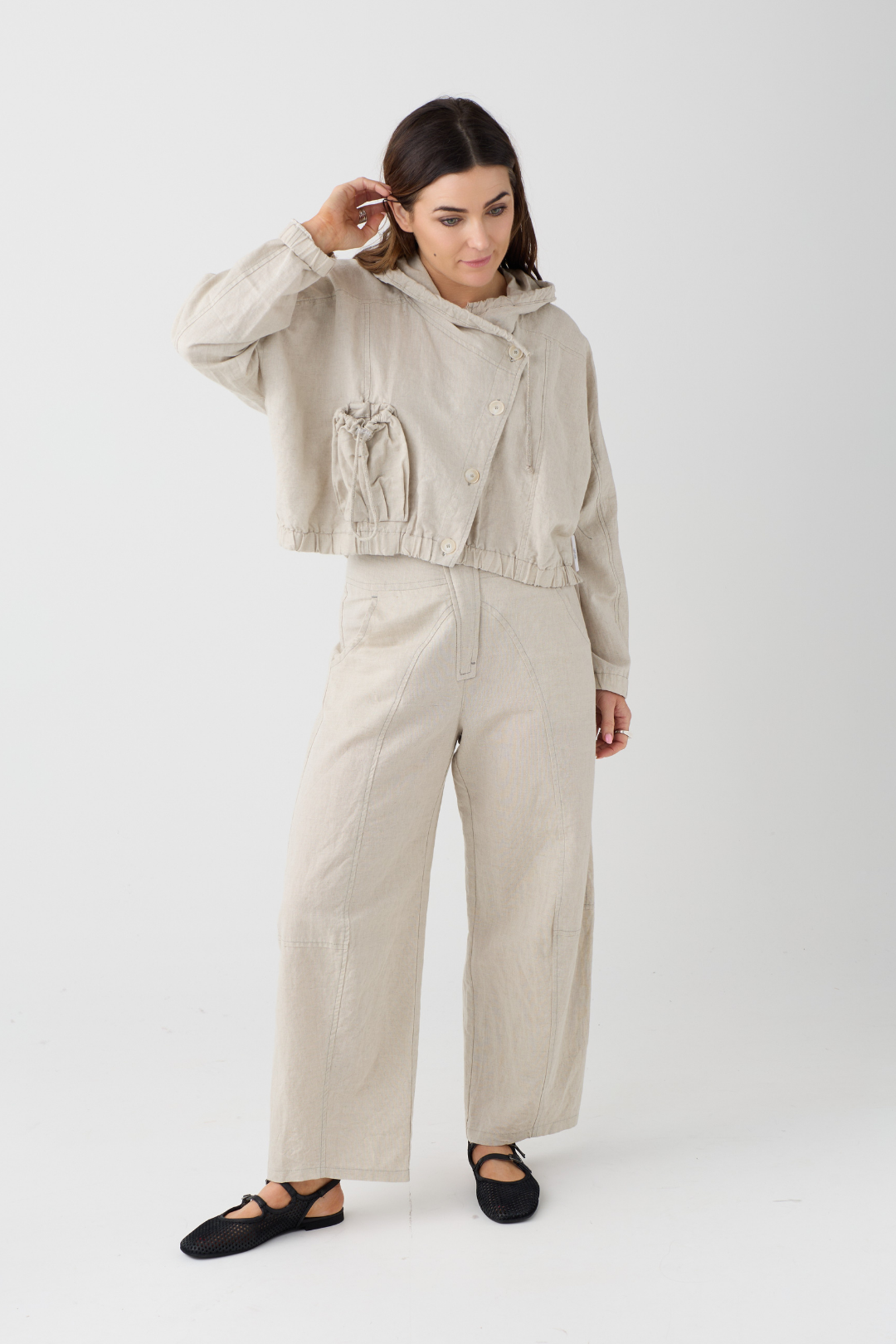 Lurdes Bergada Natural Cropped Jacket