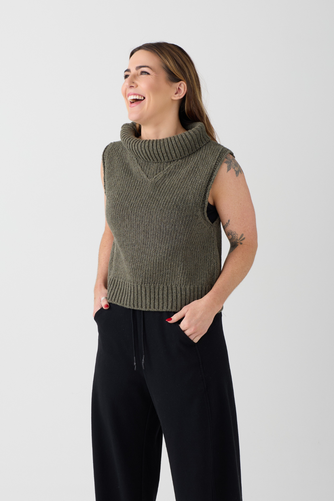 Lurdes Bergada Khaki Sleeveless Jumper