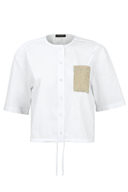 Margittes White/Taupe Pocket Blouse