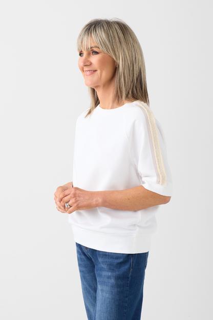 Margittes White/Sand 1/2 Sleeve Sweatshirt