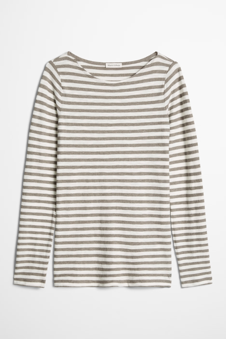 Marc O'Polo Medium Grey Stripe LS Top