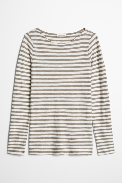 Marc O'Polo Medium Grey Stripe LS Top