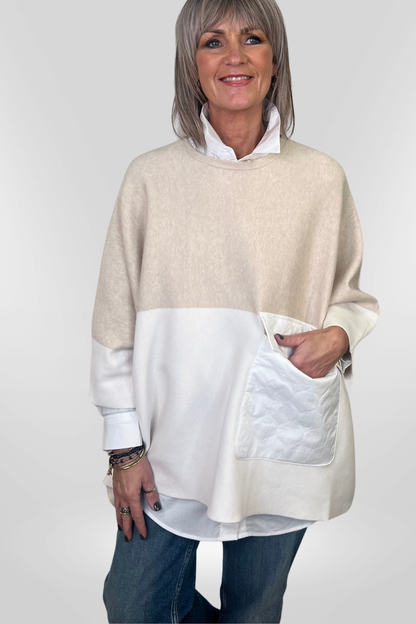 Uchuu Oatmeal/Milk Poncho Jumper