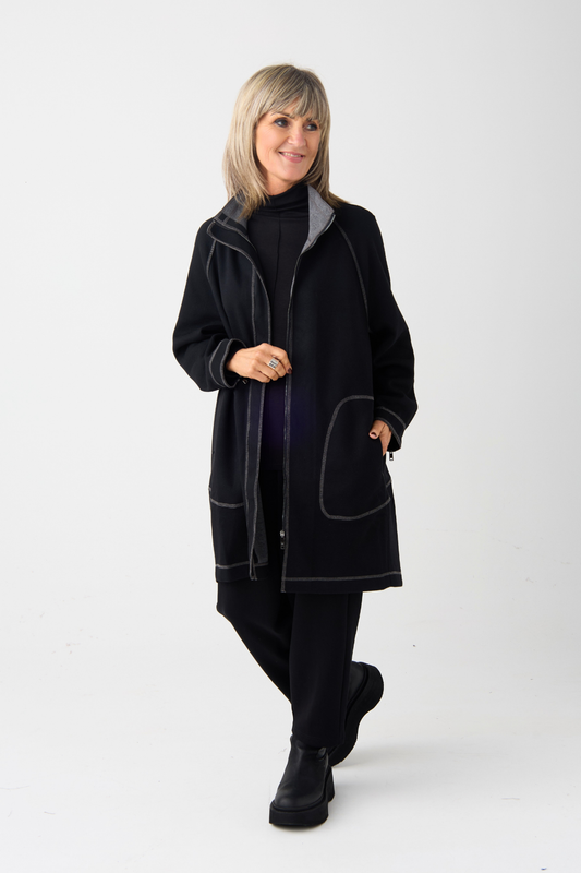 el2 Black Contrast Stitch Jacket