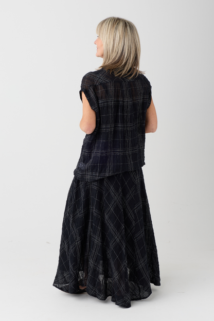 el2 Black/White Check Twist Top 1038